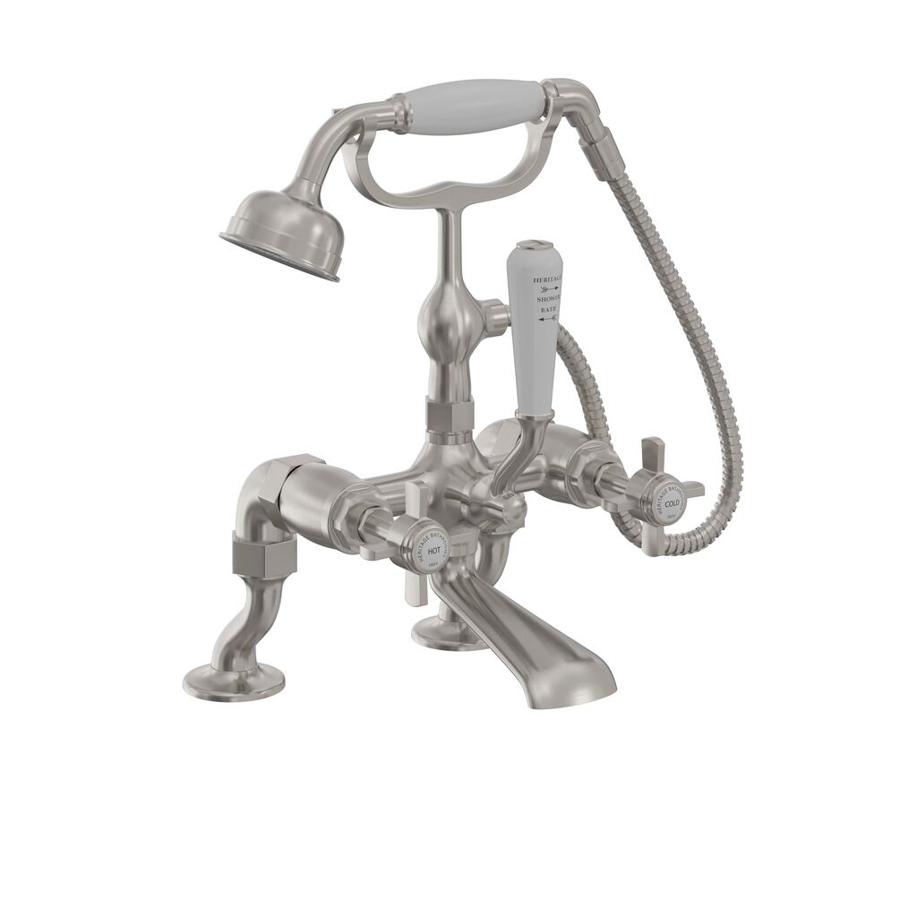 Heritage Dawlish Brushed Nickel Bath Shower Mixer